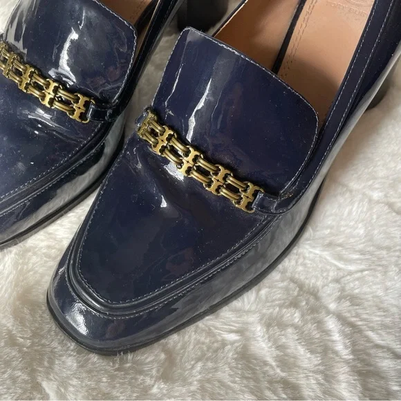 Tory Burch Navy and Gold Heels - Picture 5 of 9
